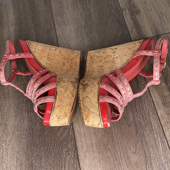 Christian Dior wedges size 8 coral - Picture 6 of 10